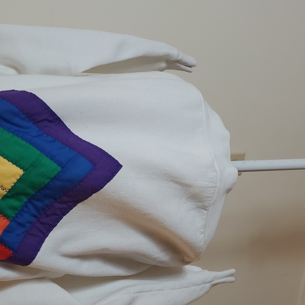 White With Rainbow Pride Patchwork Diamond Sweats… - image 4